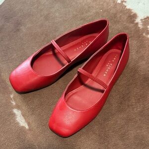 Marc Fisher Red Leather Mary Jane Flats